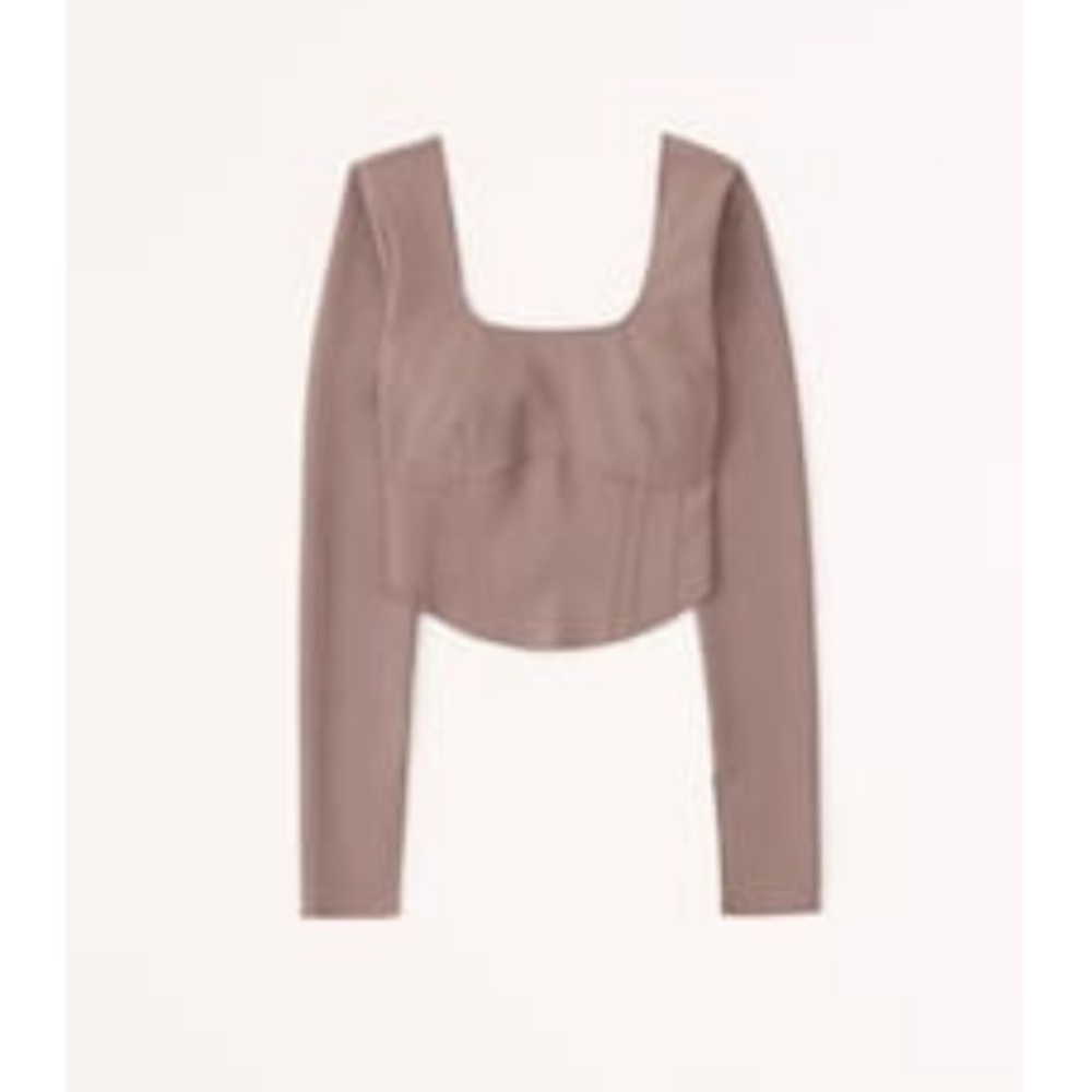 Abercrombie & Fitch Taupe Long Sleeve Corset Top